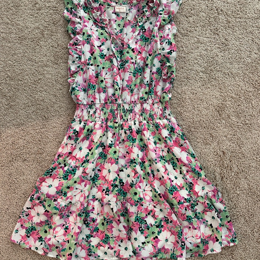 Women’s large Floral Pink & Green Dress by Hailey & Co